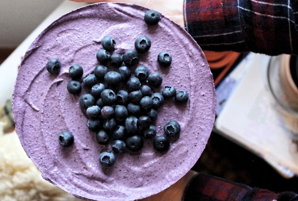 Rohveganer Kuchen mit Blaubeeren | Gesund und super lecker!